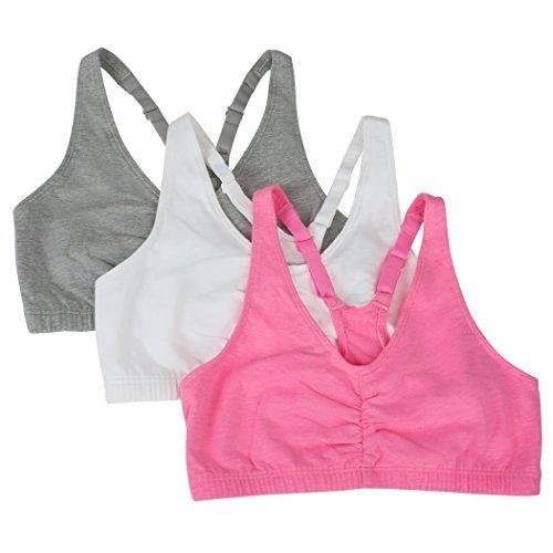 Fruit Of The Loom Womens Adjustable Shirred Front Racerback Sports Bra,  Neon Pink Heather/White/Grey - 3-Pack, 46 Us - Imported Products from USA -  iBhejo
